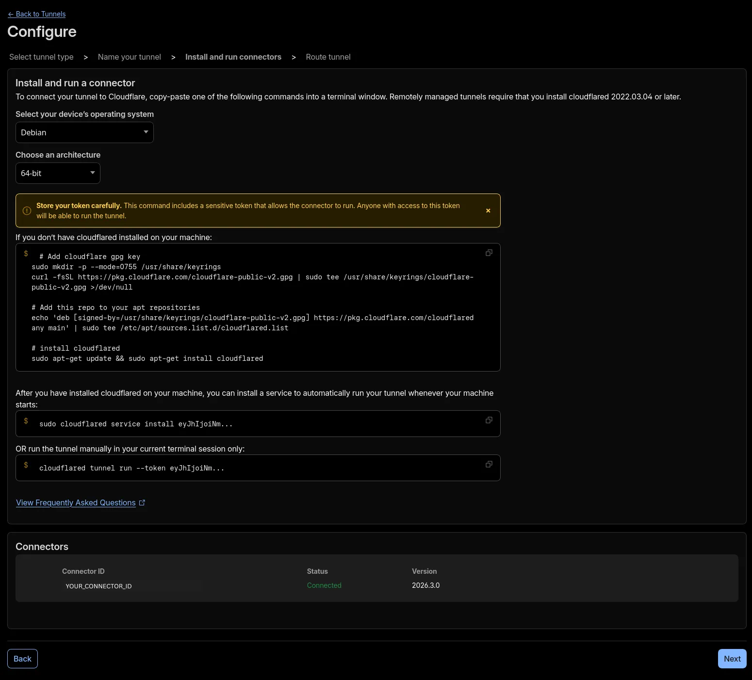 cloudflare dashboard install cloudflared