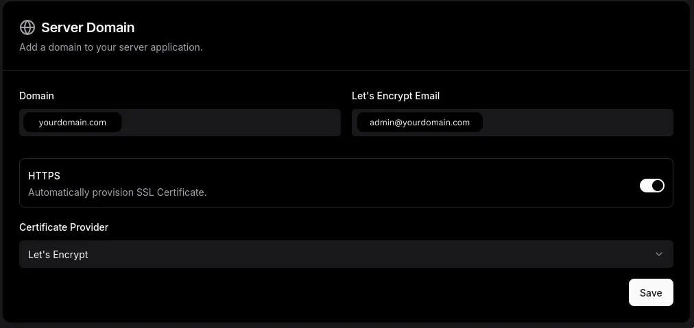 configure dokploy server domain