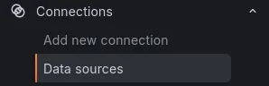 grafana sidebar connection data sources