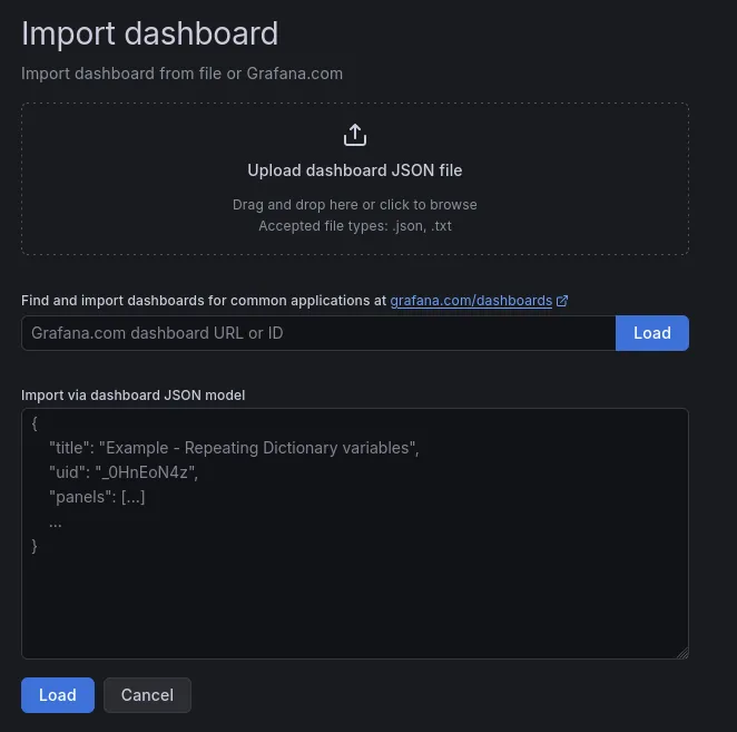 import a grafana dashboard